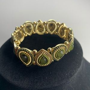 Gold and Green Statement Bracelet